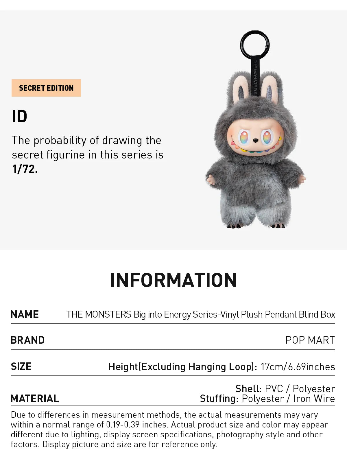 (PRE ORDERS) THE MONSTERS Big into Energy Series-Vinyl Plush Pendant Blind Box - Single
